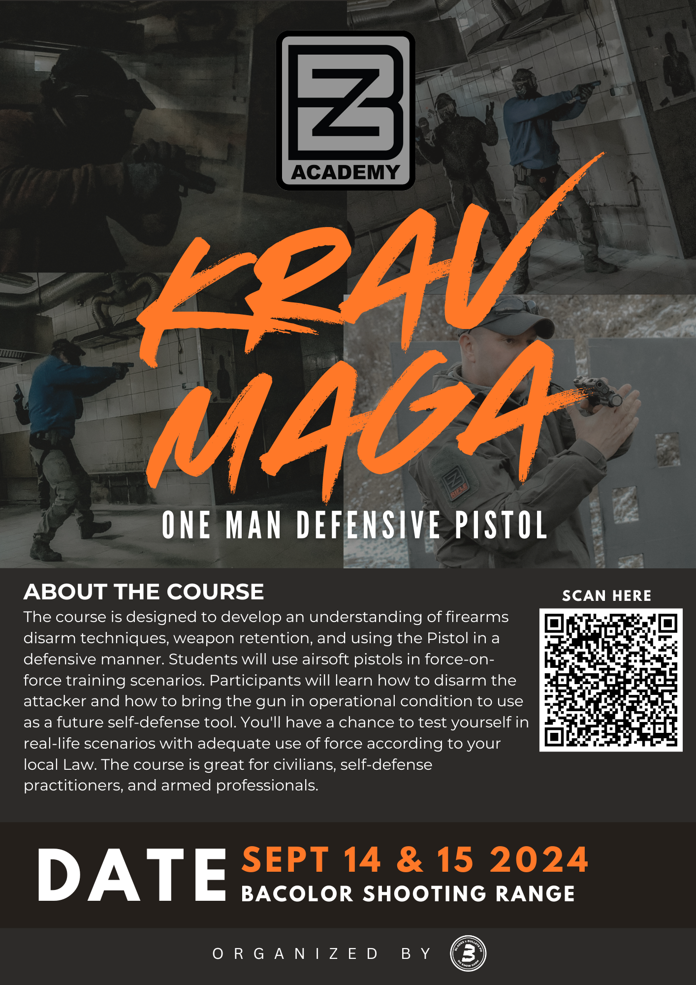 BZ ACADEMY KRAV MAGA ONE MAN DEFENSIVE PISTOL COURSE - September 14 & September 15, 2024